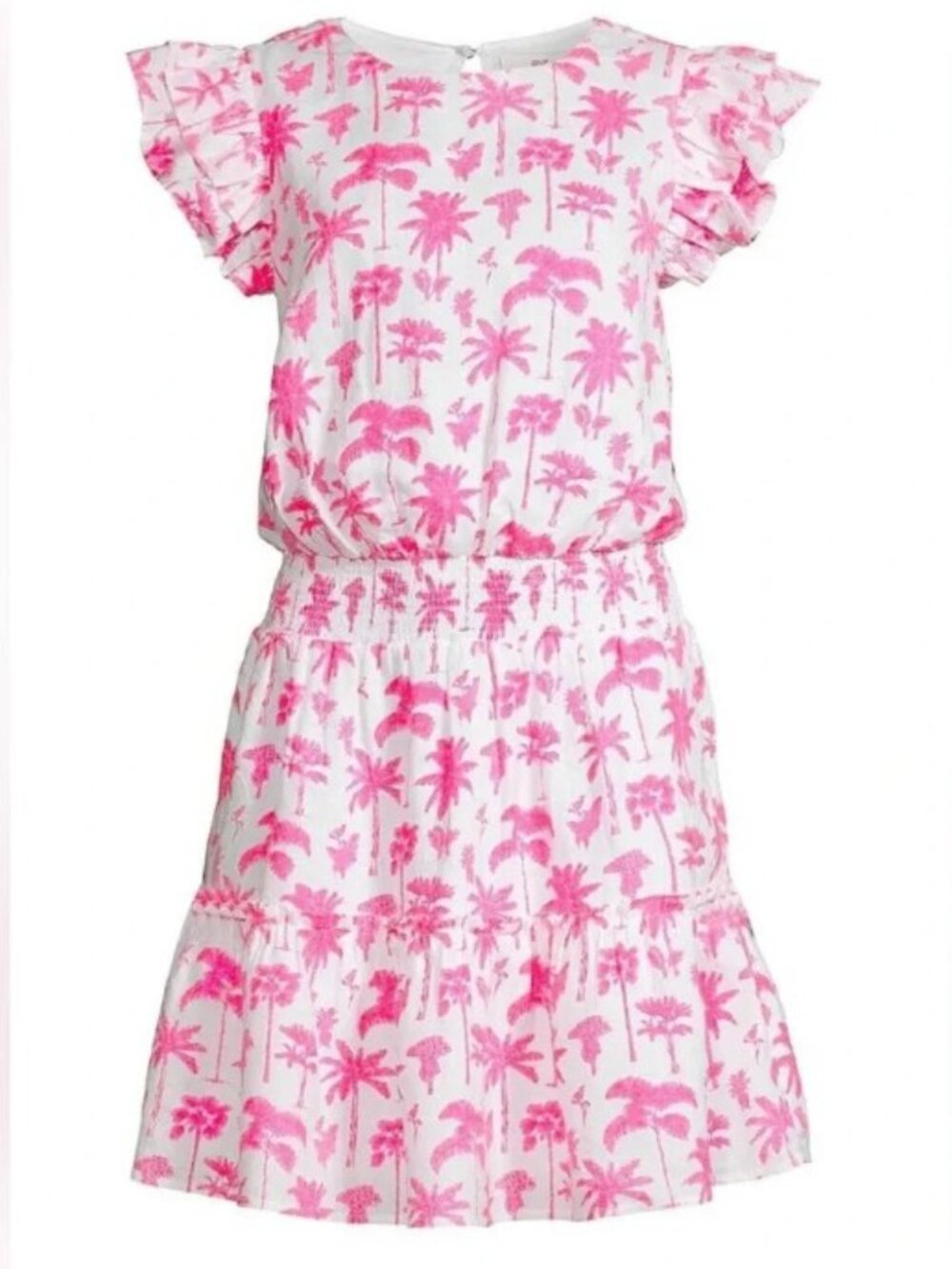 VINEYARD VINES || Pink Palm Tree Smocked Dress - Size Small